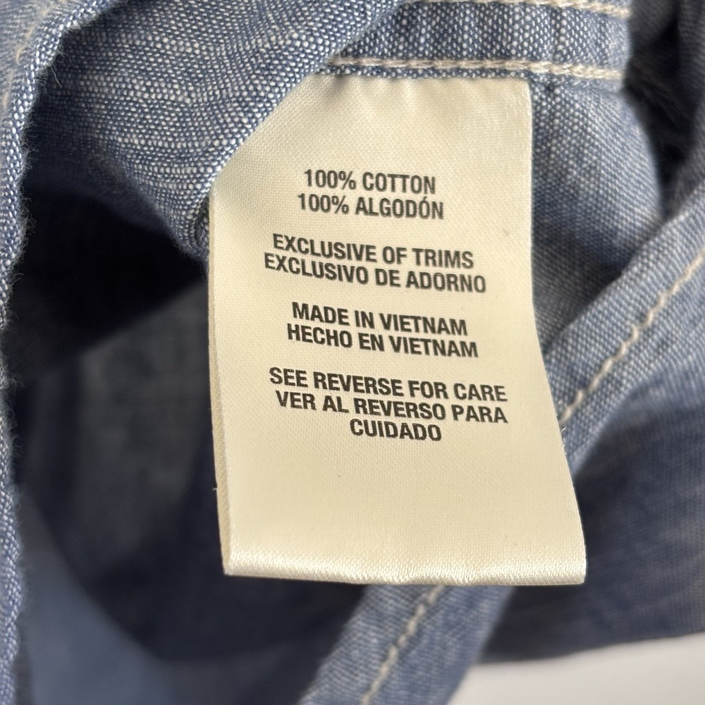 Woolrich Shirt Men's Sz XXL‎ Blue Cotton Chambray Short Sleeve Button Up - Picture 6 of 9